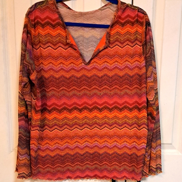 Tops - Multicolor Zigzag Patterned Women's Top